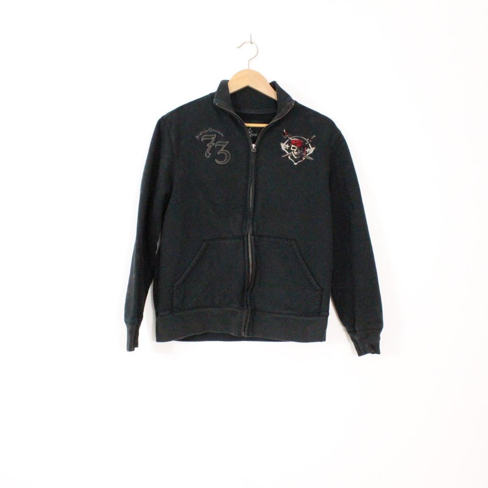 *Walt Disney Pirates of the Caribbean Black Zip Up Hoodie - Picture 1 of 6